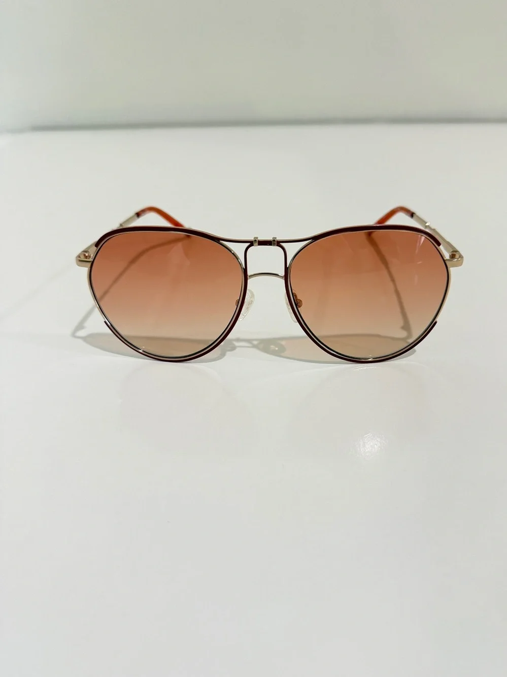 NWT Matthew Williamson Linda Farrow Holly Aviator Sunglasses Gold Peach Full Set